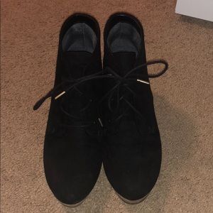 Black wedge high heels